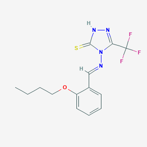 molecular formula C14H15F3N4OS B363556 4-[(2-butoxybenzylidene)amino]-5-(trifluoromethyl)-4H-1,2,4-triazol-3-yl hydrosulfide CAS No. 691371-12-7