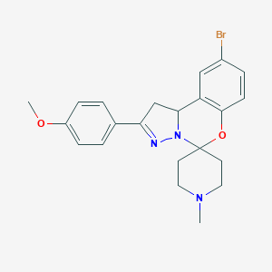 molecular formula C22H24BrN3O2 B363564 9-Bromo-2-(4-methoxyphenyl)-1'-methylspiro[1,10b-dihydropyrazolo[1,5-c][1,3]benzoxazine-5,4'-piperidine] CAS No. 375830-57-2
