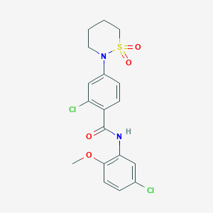 molecular formula C18H18Cl2N2O4S B363565 2-chloro-N-(5-chloro-2-methoxyphenyl)-4-(1,1-dioxido-1,2-thiazinan-2-yl)benzamide CAS No. 1007700-15-3
