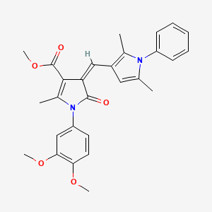molecular formula C28H28N2O5 B3635954 methyl (4Z)-1-(3,4-dimethoxyphenyl)-4-[(2,5-dimethyl-1-phenyl-1H-pyrrol-3-yl)methylidene]-2-methyl-5-oxo-4,5-dihydro-1H-pyrrole-3-carboxylate 