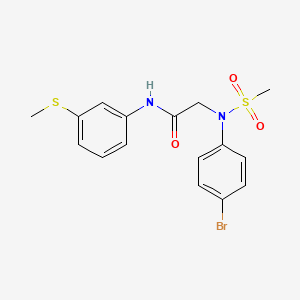 molecular formula C16H17BrN2O3S2 B3635985 N~2~-(4-bromophenyl)-N-[3-(methylsulfanyl)phenyl]-N~2~-(methylsulfonyl)glycinamide 