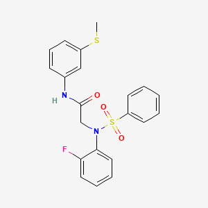 molecular formula C21H19FN2O3S2 B3636022 N~2~-(2-fluorophenyl)-N~1~-[3-(methylthio)phenyl]-N~2~-(phenylsulfonyl)glycinamide 