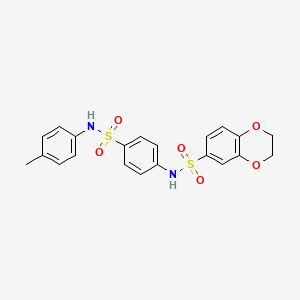 molecular formula C21H20N2O6S2 B3636069 N-{4-[(4-methylphenyl)sulfamoyl]phenyl}-2,3-dihydro-1,4-benzodioxine-6-sulfonamide 