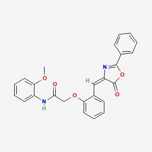 molecular formula C25H20N2O5 B3636179 N-(2-methoxyphenyl)-2-{2-[(5-oxo-2-phenyl-1,3-oxazol-4(5H)-ylidene)methyl]phenoxy}acetamide 