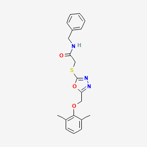 molecular formula C20H21N3O3S B3636213 N-benzyl-2-({5-[(2,6-dimethylphenoxy)methyl]-1,3,4-oxadiazol-2-yl}thio)acetamide 