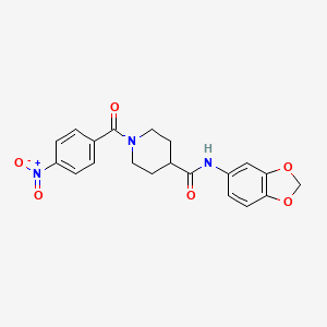 molecular formula C20H19N3O6 B3636414 N-1,3-benzodioxol-5-yl-1-(4-nitrobenzoyl)-4-piperidinecarboxamide 