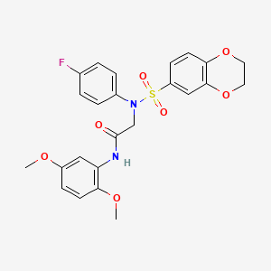 molecular formula C24H23FN2O7S B3636512 N~2~-(2,3-dihydro-1,4-benzodioxin-6-ylsulfonyl)-N-(2,5-dimethoxyphenyl)-N~2~-(4-fluorophenyl)glycinamide 