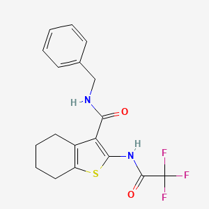 molecular formula C18H17F3N2O2S B3636523 N-benzyl-2-[(2,2,2-trifluoroacetyl)amino]-4,5,6,7-tetrahydro-1-benzothiophene-3-carboxamide 