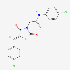 molecular formula C18H12Cl2N2O3S B3636620 N-(4-chlorophenyl)-2-[(5Z)-5-[(4-chlorophenyl)methylidene]-2,4-dioxo-1,3-thiazolidin-3-yl]acetamide 