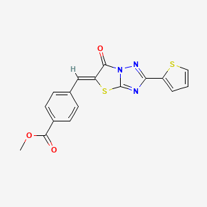 molecular formula C17H11N3O3S2 B3636850 METHYL 4-{[(5Z)-6-OXO-2-(THIOPHEN-2-YL)-5H,6H-[1,2,4]TRIAZOLO[3,2-B][1,3]THIAZOL-5-YLIDENE]METHYL}BENZOATE 