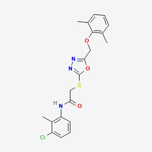 molecular formula C20H20ClN3O3S B3636862 N-(3-chloro-2-methylphenyl)-2-({5-[(2,6-dimethylphenoxy)methyl]-1,3,4-oxadiazol-2-yl}sulfanyl)acetamide 