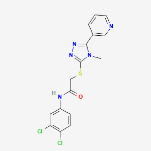 molecular formula C16H13Cl2N5OS B3636950 N-(3,4-dichlorophenyl)-2-{[4-methyl-5-(pyridin-3-yl)-4H-1,2,4-triazol-3-yl]sulfanyl}acetamide 