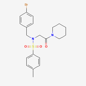 molecular formula C21H25BrN2O3S B3637076 N-[(4-bromophenyl)methyl]-4-methyl-N-(2-oxo-2-piperidin-1-ylethyl)benzenesulfonamide 