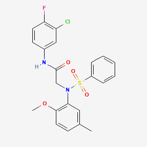molecular formula C22H20ClFN2O4S B3637163 N-(3-chloro-4-fluorophenyl)-N~2~-(2-methoxy-5-methylphenyl)-N~2~-(phenylsulfonyl)glycinamide 