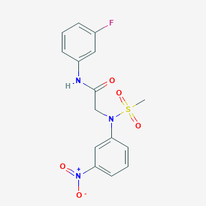 molecular formula C15H14FN3O5S B3637184 N-(3-fluorophenyl)-N~2~-(methylsulfonyl)-N~2~-(3-nitrophenyl)glycinamide 