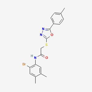 molecular formula C19H18BrN3O2S B3637279 N-(2-bromo-4,5-dimethylphenyl)-2-{[5-(4-methylphenyl)-1,3,4-oxadiazol-2-yl]sulfanyl}acetamide 