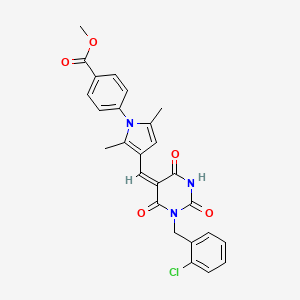 molecular formula C26H22ClN3O5 B3637427 methyl 4-(3-{[1-(2-chlorobenzyl)-2,4,6-trioxotetrahydro-5(2H)-pyrimidinylidene]methyl}-2,5-dimethyl-1H-pyrrol-1-yl)benzoate 