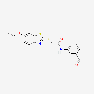 molecular formula C19H18N2O3S2 B3637498 N-(3-acetylphenyl)-2-[(6-ethoxy-1,3-benzothiazol-2-yl)sulfanyl]acetamide 