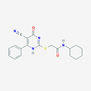 molecular formula C19H20N4O2S B363752 2-[(5-cyano-6-oxo-4-phenyl-1,6-dihydropyrimidin-2-yl)sulfanyl]-N-cyclohexylacetamide CAS No. 754235-67-1