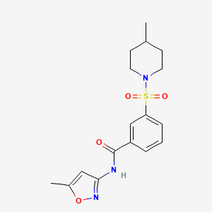 molecular formula C17H21N3O4S B3637545 N-(5-methyl-1,2-oxazol-3-yl)-3-(4-methylpiperidin-1-yl)sulfonylbenzamide 