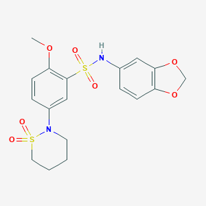 N-(1,3-benzodioxol-5-yl)-5-(1,1-dioxido-1,2-thiazinan-2-yl)-2-methoxybenzenesulfonamide