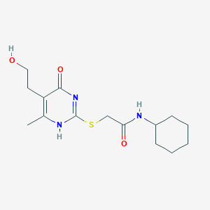 N-cyclohexyl-2-{[5-(2-hydroxyethyl)-4-methyl-6-oxo-1,6-dihydro-2-pyrimidinyl]sulfanyl}acetamide