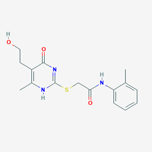 2-[[5-(2-Hydroxyethyl)-4-methyl-6-oxo-1H-pyrimidin-2-yl]sulfanyl]-N-(2-methylphenyl)acetamide