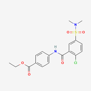 molecular formula C18H19ClN2O5S B3638280 Ethyl 4-[[2-chloro-5-(dimethylsulfamoyl)benzoyl]amino]benzoate 