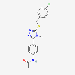 molecular formula C18H17ClN4OS B3638350 N-(4-{5-[(4-chlorobenzyl)sulfanyl]-4-methyl-4H-1,2,4-triazol-3-yl}phenyl)acetamide 