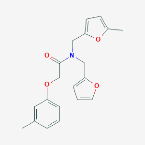 molecular formula C20H21NO4 B363840 N-(furan-2-ylmethyl)-N-[(5-methylfuran-2-yl)methyl]-2-(3-methylphenoxy)acetamide CAS No. 897840-99-2