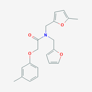 molecular formula C20H21NO4 B363840 N-(2-furylmethyl)-N-[(5-methyl-2-furyl)methyl]-2-(3-methylphenoxy)acetamide CAS No. 897840-99-2