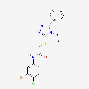 molecular formula C18H16BrClN4OS B3638447 N-(3-bromo-4-chlorophenyl)-2-[(4-ethyl-5-phenyl-1,2,4-triazol-3-yl)sulfanyl]acetamide 