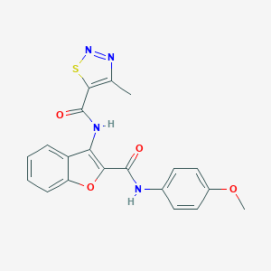 molecular formula C20H16N4O4S B363851 N-{2-[(4-methoxyphenyl)carbamoyl]-1-benzofuran-3-yl}-4-methyl-1,2,3-thiadiazole-5-carboxamide CAS No. 898472-20-3