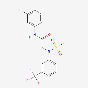 molecular formula C16H14F4N2O3S B3638631 N~1~-(3-fluorophenyl)-N~2~-(methylsulfonyl)-N~2~-[3-(trifluoromethyl)phenyl]glycinamide 
