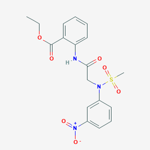 molecular formula C18H19N3O7S B3638697 ethyl 2-{[N-(methylsulfonyl)-N-(3-nitrophenyl)glycyl]amino}benzoate 