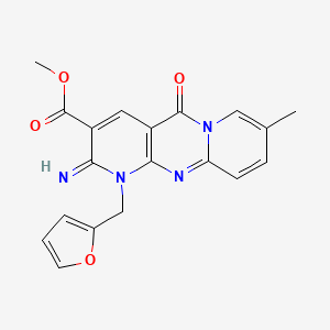 molecular formula C19H16N4O4 B3638740 methyl 7-(furan-2-ylmethyl)-6-imino-13-methyl-2-oxo-1,7,9-triazatricyclo[8.4.0.03,8]tetradeca-3(8),4,9,11,13-pentaene-5-carboxylate CAS No. 510760-63-1