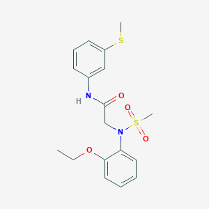 molecular formula C18H22N2O4S2 B3638795 N~2~-(2-ethoxyphenyl)-N-[3-(methylsulfanyl)phenyl]-N~2~-(methylsulfonyl)glycinamide 
