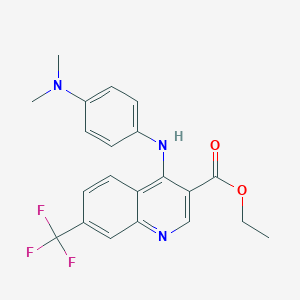 molecular formula C21H20F3N3O2 B363882 Ethyl 4-[4-(dimethylamino)anilino]-7-(trifluoromethyl)-3-quinolinecarboxylate CAS No. 881941-50-0