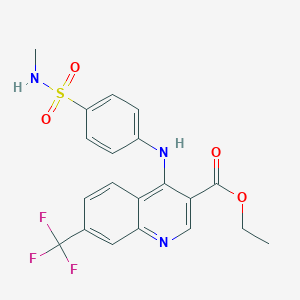 molecular formula C20H18F3N3O4S B363883 ETHYL 4-{[4-(METHYLSULFAMOYL)PHENYL]AMINO}-7-(TRIFLUOROMETHYL)QUINOLINE-3-CARBOXYLATE CAS No. 881941-84-0