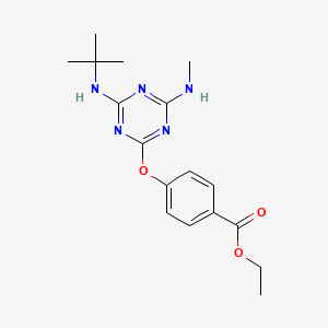 molecular formula C17H23N5O3 B3638832 Ethyl 4-[[4-(tert-butylamino)-6-(methylamino)-1,3,5-triazin-2-yl]oxy]benzoate 