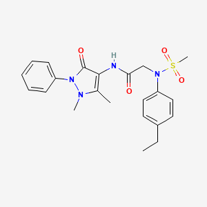 molecular formula C22H26N4O4S B3638833 N-(1,5-dimethyl-3-oxo-2-phenyl-2,3-dihydro-1H-pyrazol-4-yl)-N~2~-(4-ethylphenyl)-N~2~-(methylsulfonyl)glycinamide 