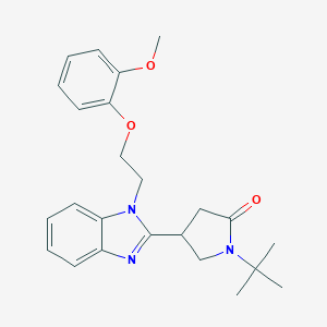 molecular formula C24H29N3O3 B363885 1-(tert-butyl)-4-(1-(2-(2-methoxyphenoxy)ethyl)-1H-benzo[d]imidazol-2-yl)pyrrolidin-2-one CAS No. 878694-22-5