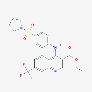 Ethyl 4-[4-(1-pyrrolidinylsulfonyl)anilino]-7-(trifluoromethyl)-3-quinolinecarboxylate