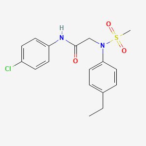 molecular formula C17H19ClN2O3S B3639064 N-(4-chlorophenyl)-2-(4-ethyl-N-methylsulfonylanilino)acetamide 