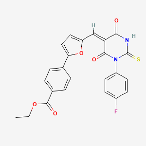 molecular formula C24H17FN2O5S B3639447 ethyl 4-(5-{[1-(4-fluorophenyl)-4,6-dioxo-2-thioxotetrahydro-5(2H)-pyrimidinylidene]methyl}-2-furyl)benzoate 
