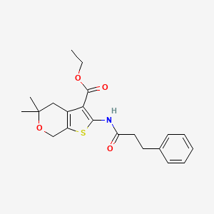 molecular formula C21H25NO4S B3639571 Ethyl 5,5-dimethyl-2-(3-phenylpropanoylamino)-4,7-dihydrothieno[2,3-c]pyran-3-carboxylate 