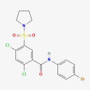 molecular formula C17H15BrCl2N2O3S B3639694 N-(4-bromophenyl)-2,4-dichloro-5-pyrrolidin-1-ylsulfonylbenzamide 