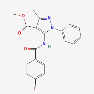 molecular formula C19H16FN3O3 B3639771 methyl 5-[(4-fluorobenzoyl)amino]-3-methyl-1-phenyl-1H-pyrazole-4-carboxylate 