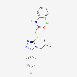 molecular formula C20H20Cl2N4OS B3640183 N-(2-chlorophenyl)-2-[[5-(4-chlorophenyl)-4-(2-methylpropyl)-1,2,4-triazol-3-yl]sulfanyl]acetamide 