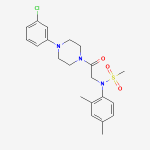 molecular formula C21H26ClN3O3S B3640375 N-{2-[4-(3-Chloro-phenyl)-piperazin-1-yl]-2-oxo-ethyl}-N-(2,4-dimethyl-phenyl)-methanesulfonamide 